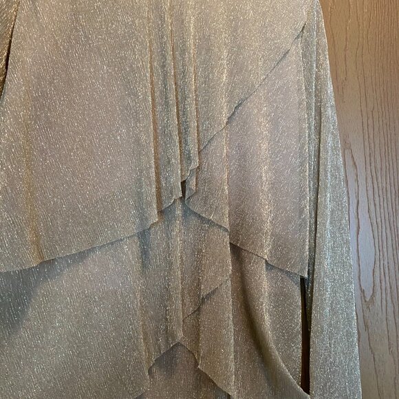 NWT Chico's Cocktail Gold Shimmer Metallic Layers Top Blouse Crossover 3 - Picture 3 of 6